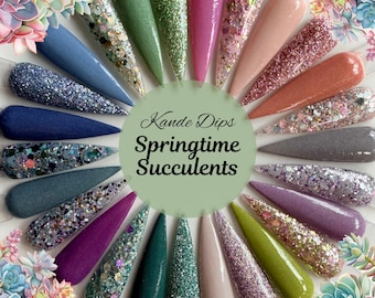 Spring dip powder, Springtime Succulent collection, Color Palette Inspired dip powder set, kandedips
