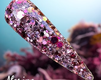Nerine dip powder for nails, chunky pink and purple glitter mix dip powder, dip powder purple, kandedips