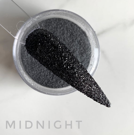 Midnight, Black Glitter Dip Powder for Nails, Diy Mani, Diy Nails, Dip  Powder Black, Dip Powder Glitter, Sugared Nails 