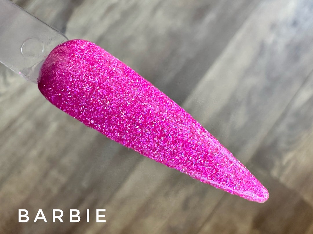 Barbie Dip Powder, Sparkling Bright Pink Dip Powder, Pink Glitter Dip
