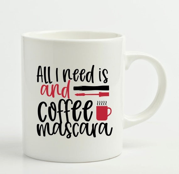 Mascara and Coffee Ceramic Mug: Beauty Lover Gift
