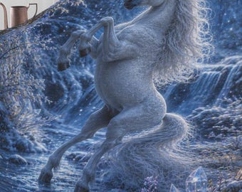 Belle licorne série Fantasy 2026 au pays des merveilles hivernales - Grande couverture en peluche douce et chaude 60 x 80 cm, cadeau pour enfant, chaise-lit