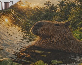 Belle série Capybara Animals - Grande couverture en peluche Minky 60 x 80, confortable et chaude pour enfant, chaise-lit