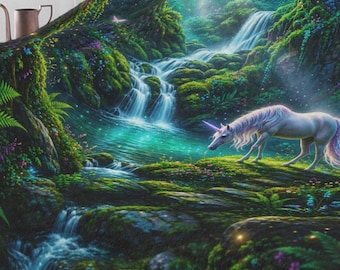 Belle licorne série Fantasy 2026 dans Hidden Valley - Grande couverture en peluche douce et chaude 60 x 80 cm, cadeau pour enfant, chaise-lit
