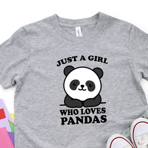 YOUTH - Just a Girl Who Loves Pandas Cute Panda Tee, Panda T-Shirt, Girls Birthday Gift, Panda Lover Shirt for Girls