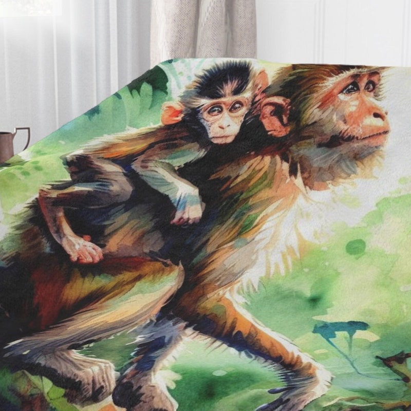 Round Blanket Personalised Monkey