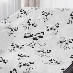 Cute Warm & Cozy Steamboat Willie 50x60 Minky Blanket, Large Throw or Picnic Blanket For Couch or Bed, Beach Blanket Gift