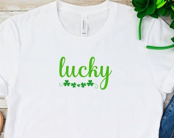 Lucky St Patricks Day Shamrock Irish Flag TShirt, Lucky Gold Clover T-Shirt, Lucky Tee, St Patricks Day Couples Matching Shirts