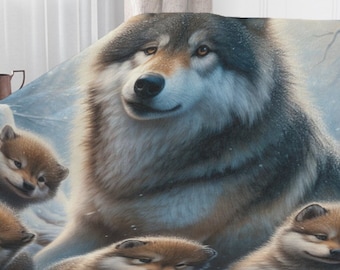 Warm & Cozy Beautiful Wolf Pack 50x60 Minky Blanket, Large Wolf Lovers Blanket, Gift for Wolf or Animal Enthusiast for Couch or Bed