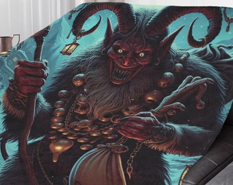 Krampus Warm & Cozy 50x60 Minky Blanket, Large Christmas Blanket or Throw for Couch or Bed, Snuggle Blanket