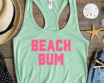 Beach Bum Racerback Tank Top, Beach Bum Tank, Beach Bum Beach Tank Top, Minimalist Summer Shirts, Beach T-Shirt