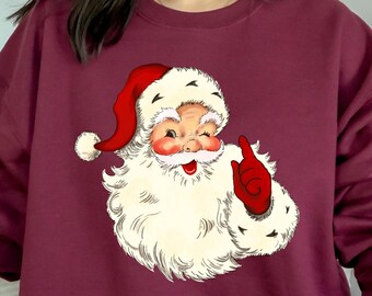 Pull Père Noël et ses joues roses, pull de Noël, sweat d'hiver, sweat des fêtes, cadeau pour elle, cadeau pour lui, tenue de Noël
