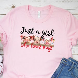 Youth - Just a Girl Who Loves Pigs Tshirt, Gift for Pig Lover, T-Shirt for Pig Mom, Young Pig Mama Gift, Cute Pig Tee