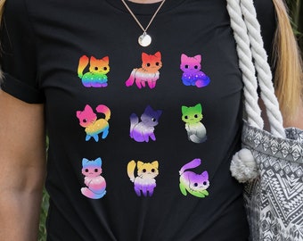 T-shirt Fierté chatons et chatons, Love is Love Gay Pride T-shirt, T-shirt d'acceptation de soutien LGBTQ gentillesse, cadeau d'anniversaire Kawaii