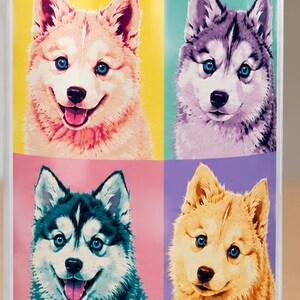 Caneca Pomsky, Presente para Amantes de Pomsky, Caneca de Café Colorida com Estampa de Cachorro, Retrato de Pomsky em Estilo Pop Art, Presente para Mães de Pomsky, Caneca para Amantes de Cães, Caneca Grande de Cerâmica de 443 ml