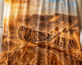 Desert Locust Blanket, Entomologist Gift, Insect Lover Throw, Bug Enthusiast Decor, Desert Wildlife Gift, Nature Minky Blanket