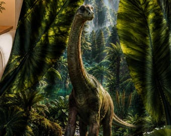 Baby Brachiosaurus Blanket, Dinosaur Kids Blanket, Long Neck Dino Bedding, Prehistoric Nursery Decor, Boys Bedroom Gift, Jurassic Throw