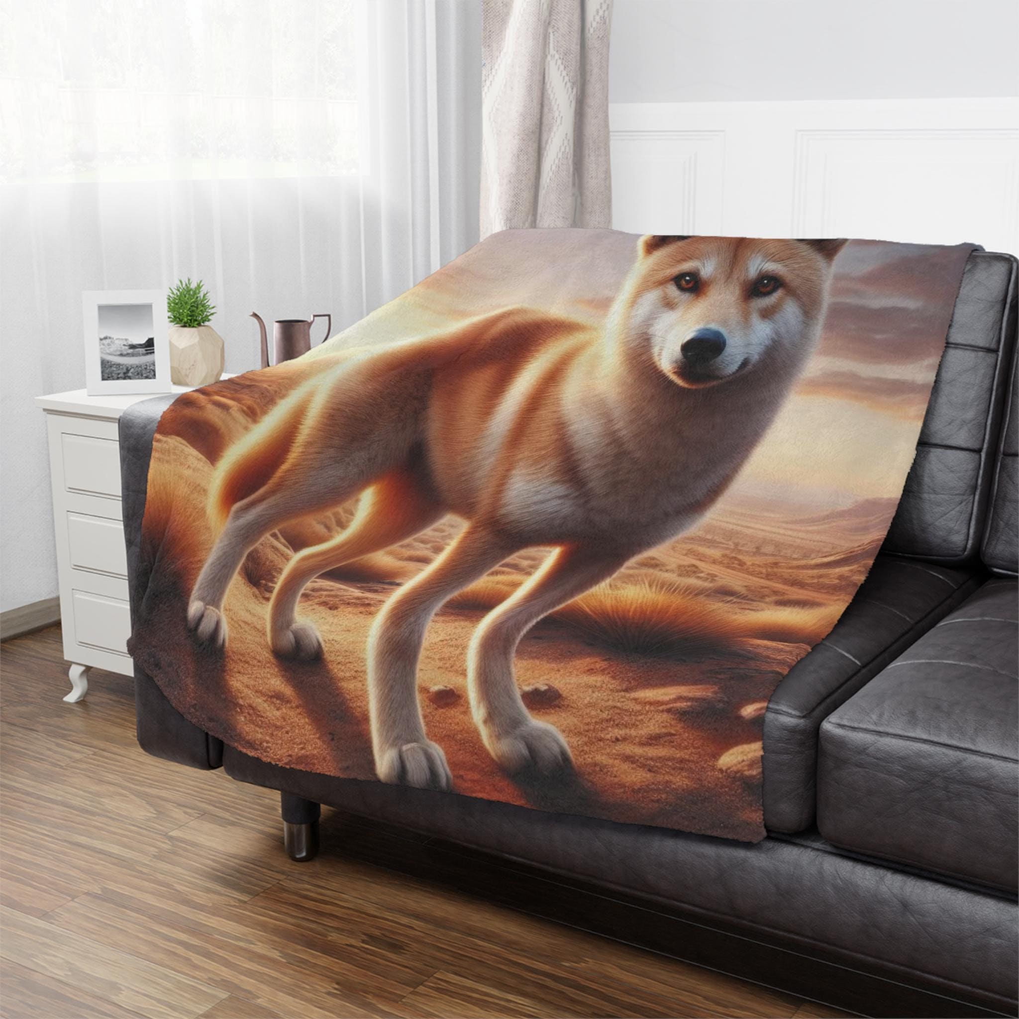 Warm & Cozy Beautiful Dingo 50x60 Minky Blanket, Large Canine