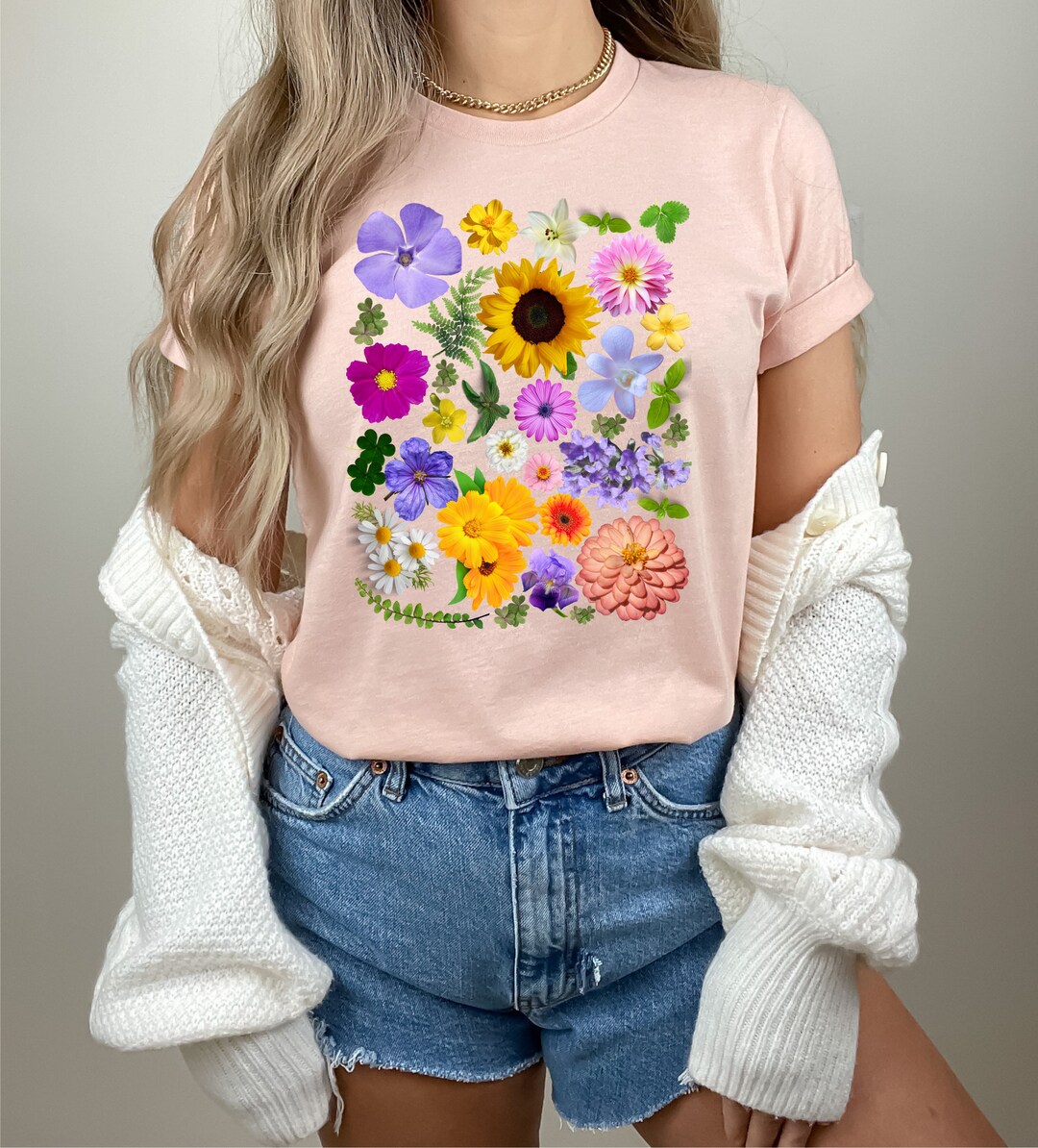 Pressed Flower Shirt Gift for Her Flower Shirt Aesthetic Etsy