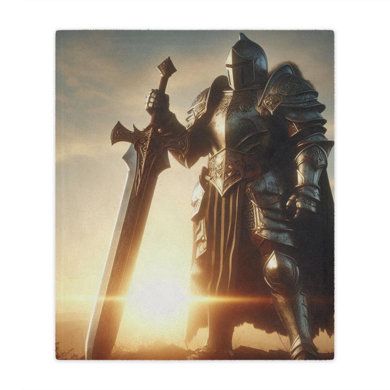 MMO RPG Paladin Warm & Cozy 50x60 Minky Blanket, Large Gift for Gamer