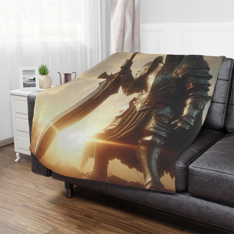 MMO RPG Paladin Warm & Cozy 50x60 Minky Blanket, Large Gift for Gamer