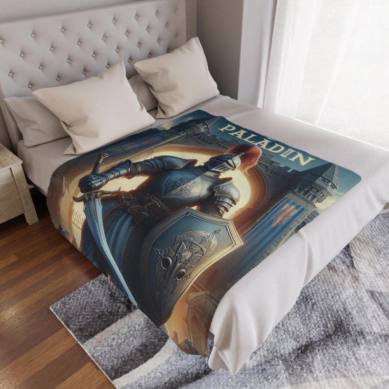 MMO RPG Paladin Warm & Cozy 50x60 Minky Blanket, Large Gift for Gamer