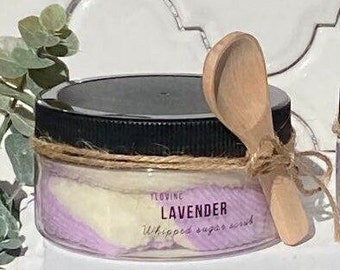Lavender Whipped Sugar Scrub | Foaming Sugar Scrub | Whipped Body Scrub | Exfoliating Scrub | Hemp Seed Oil Scrub | Lavender Body Scrub