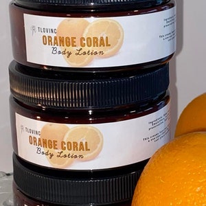 Orange Coral Body Lotion | Lightly Scented Hemp Seed Oil Body Lotion | Hydrating Natural Moisturizer | Non greasy | Hand & Body Lotion
