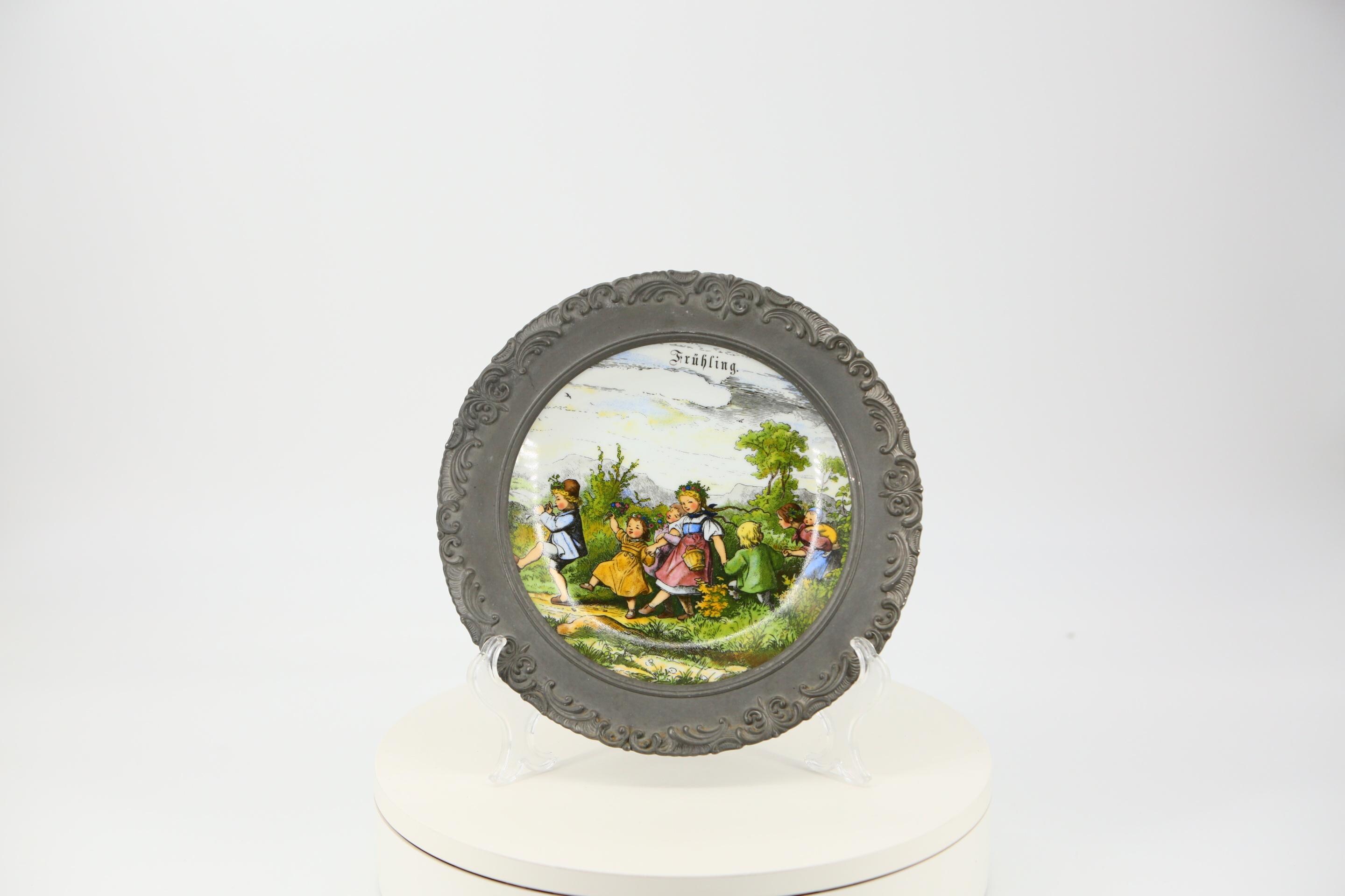 Seltmann Weiden　ゼルトマン ヴァイデン　春夏秋冬　四季の皿 Seltmann Weiden Frühling Wall Plate - Porcelain and Pewter Rim