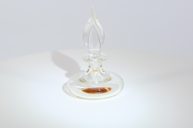 Flacon de Parfum en Verre Vintage, Cristal Soufflé avec Inclusion Botanique, Flacon de Toilette Années 90, Verre de Collection 9cm image 1