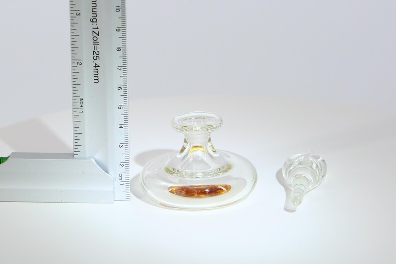 Flacon de Parfum en Verre Vintage, Cristal Soufflé avec Inclusion Botanique, Flacon de Toilette Années 90, Verre de Collection 9cm image 8