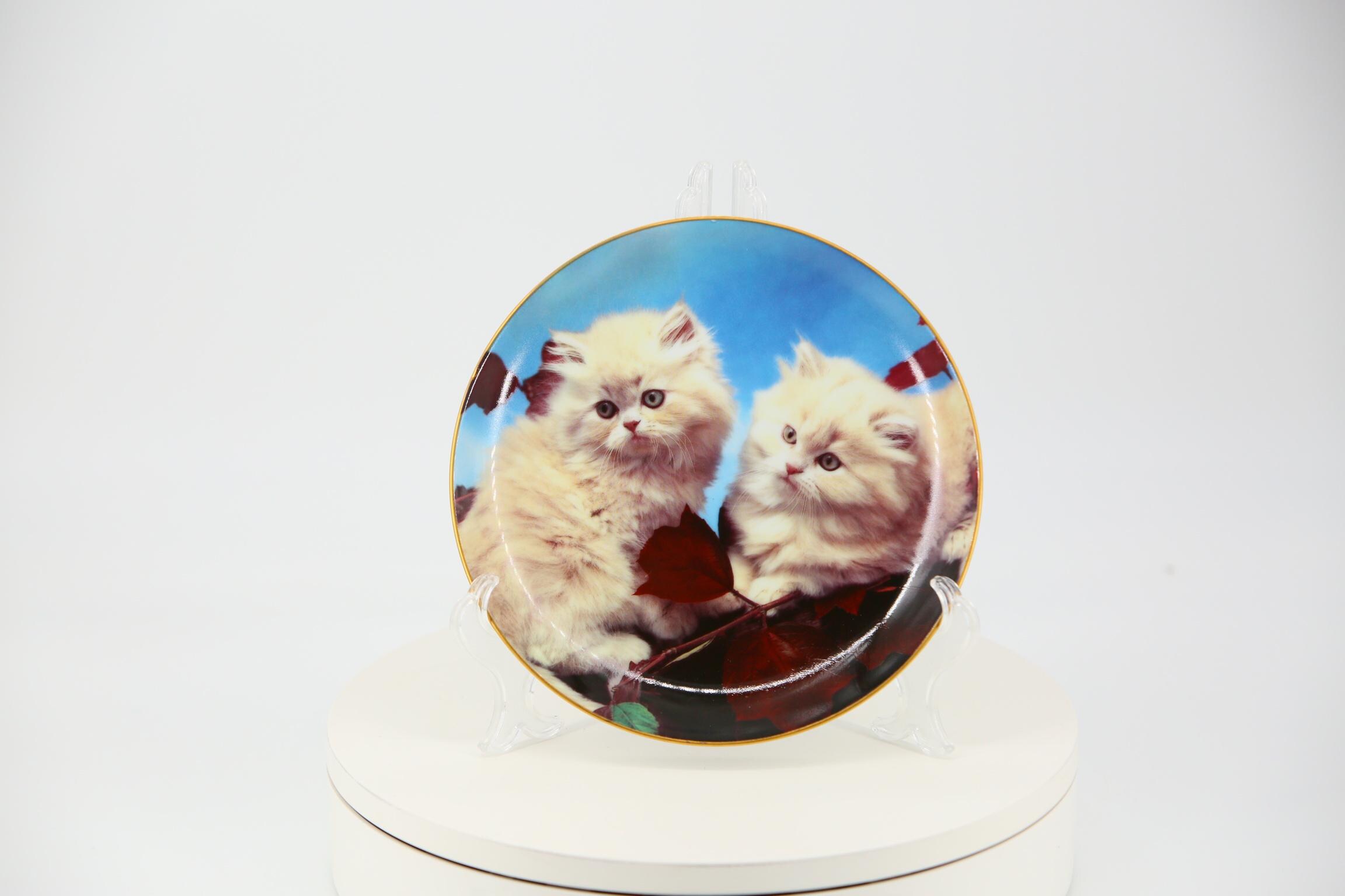 EXTEC EDITION コレクターズプレート「秋の友達」子猫、ドイツ製磁器