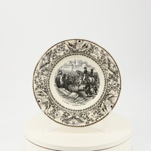 Antique Société Céramique Maastricht Plate, "Napoleon in Cairo", Transferware, 1920s Dutch Earthenware, 23cm