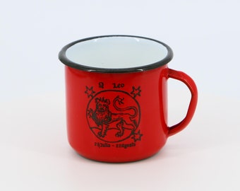 Vintage Lion Zodiac Enamel Mug
