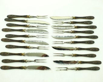 DRGM Stahl Bronze Germany Dessert Knife and Fork Set