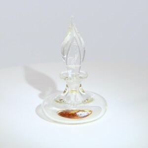 Flacon de Parfum en Verre Vintage, Cristal Soufflé avec Inclusion Botanique, Flacon de Toilette Années 90, Verre de Collection 9cm image 6