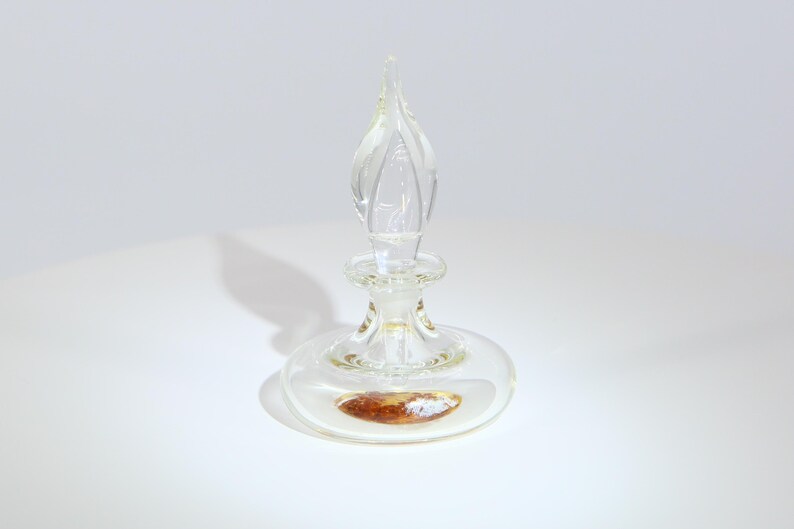Flacon de Parfum en Verre Vintage, Cristal Soufflé avec Inclusion Botanique, Flacon de Toilette Années 90, Verre de Collection 9cm image 6
