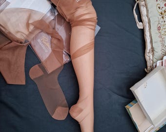 Seamless nylon stockings from Spain, 1960s, size 8.5-10