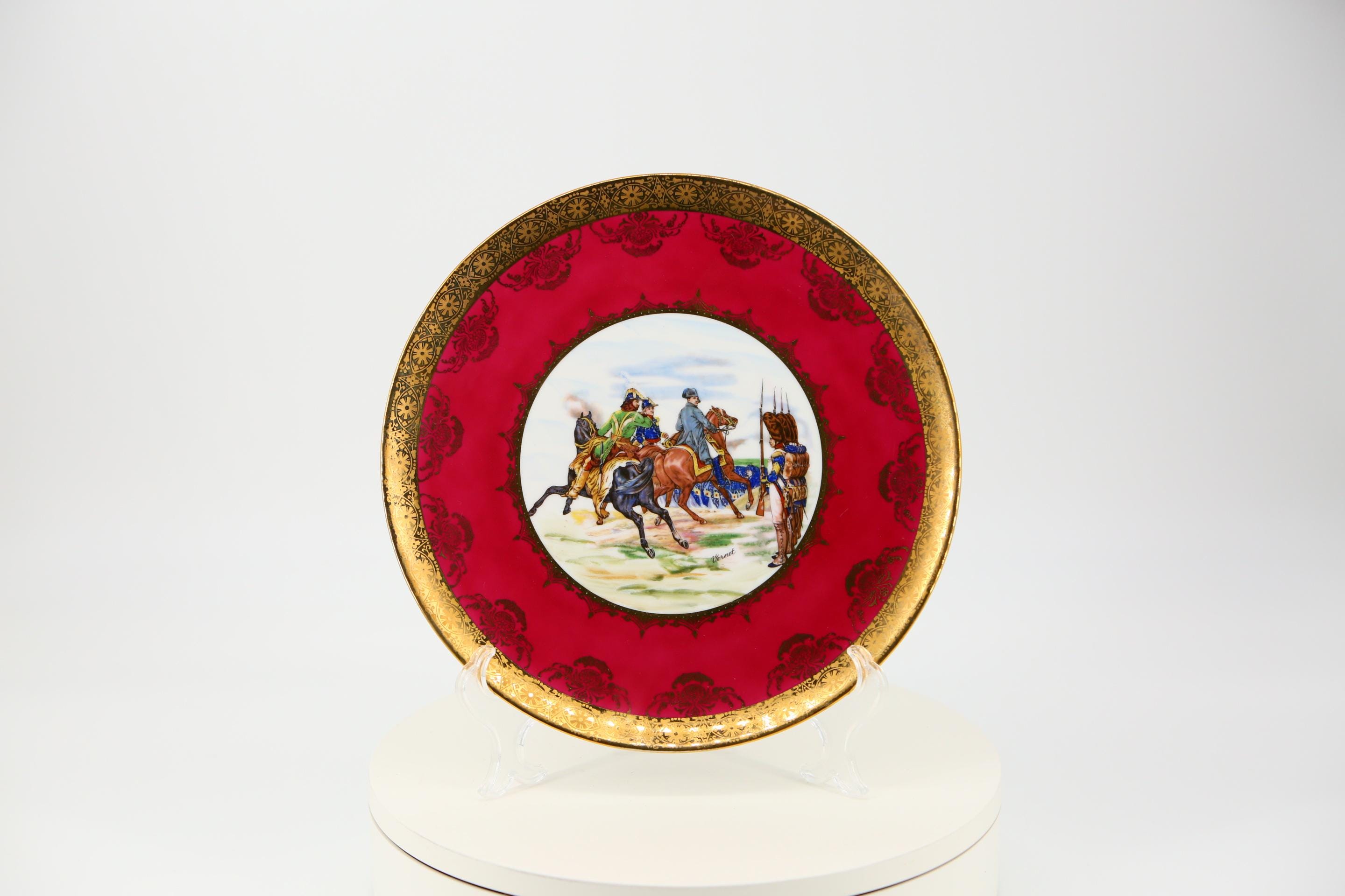 Antique Josef Kuba JKW Carlsbad Porcelain Plate, Horace Vernet