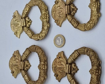 Juego de 4 Tiradores de Bronce para Muebles Antiguos Estilo Neoclásico
