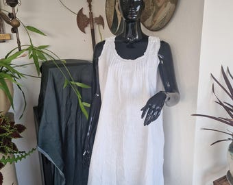 Antique Edwardian Cotton Nightgown, Vintage Hand Embroidered Lace Chemise, White Batiste Monogram Bridal Trousseau Sleep Dress, Chest 104cm