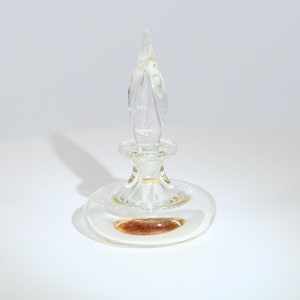 Flacon de Parfum en Verre Vintage, Cristal Soufflé avec Inclusion Botanique, Flacon de Toilette Années 90, Verre de Collection 9cm image 4
