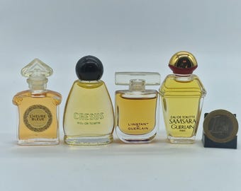 Set of 4 Perfume Miniatures Guerlain Samsara L'Heure Bleue L'Instant and Crésus