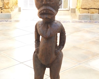 アンティーク アフリカ部族木彫刻 - 19世紀の儀式用多産像