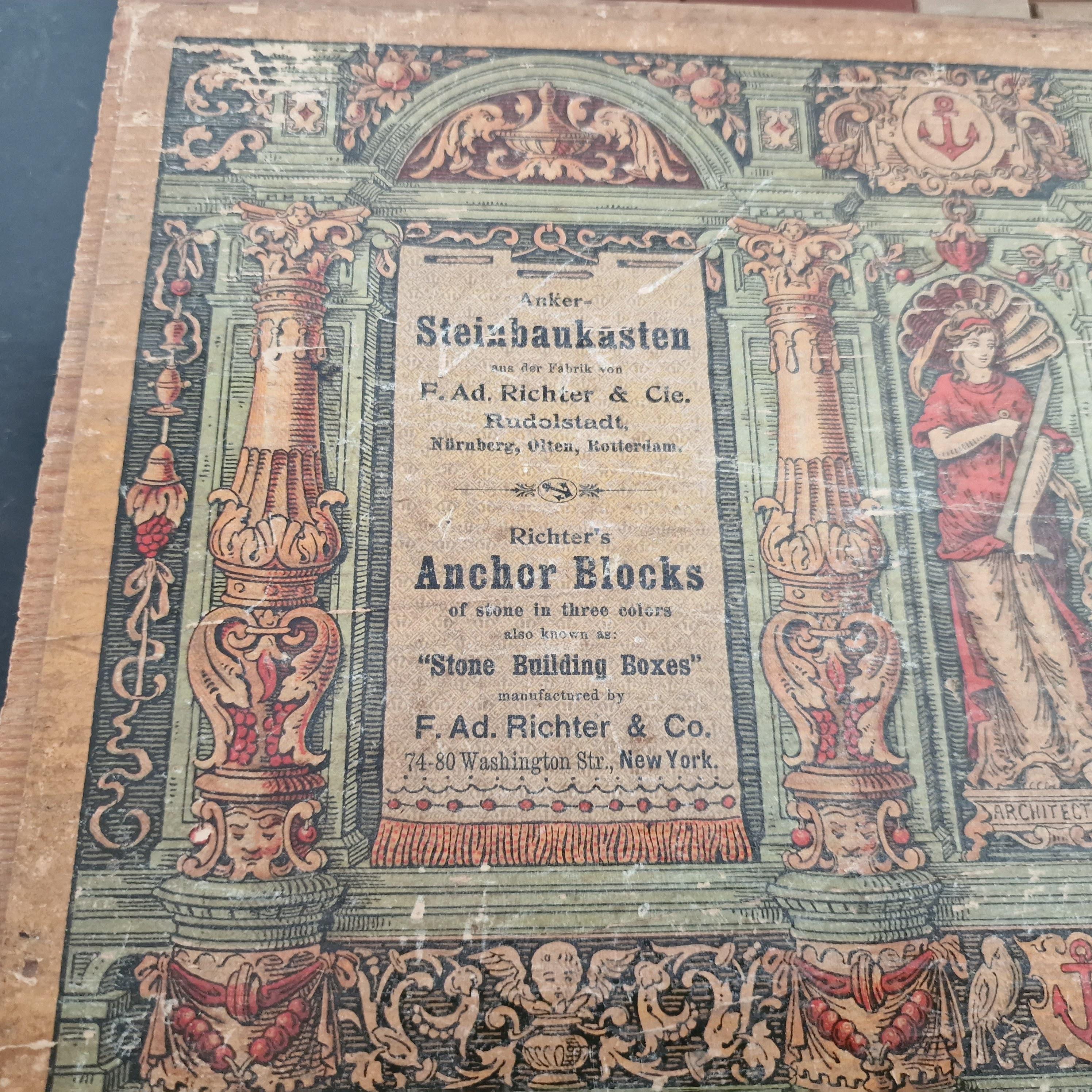 Vintage Anchor Stone Blocks Toy, Richter Anker Steinbaukasten No