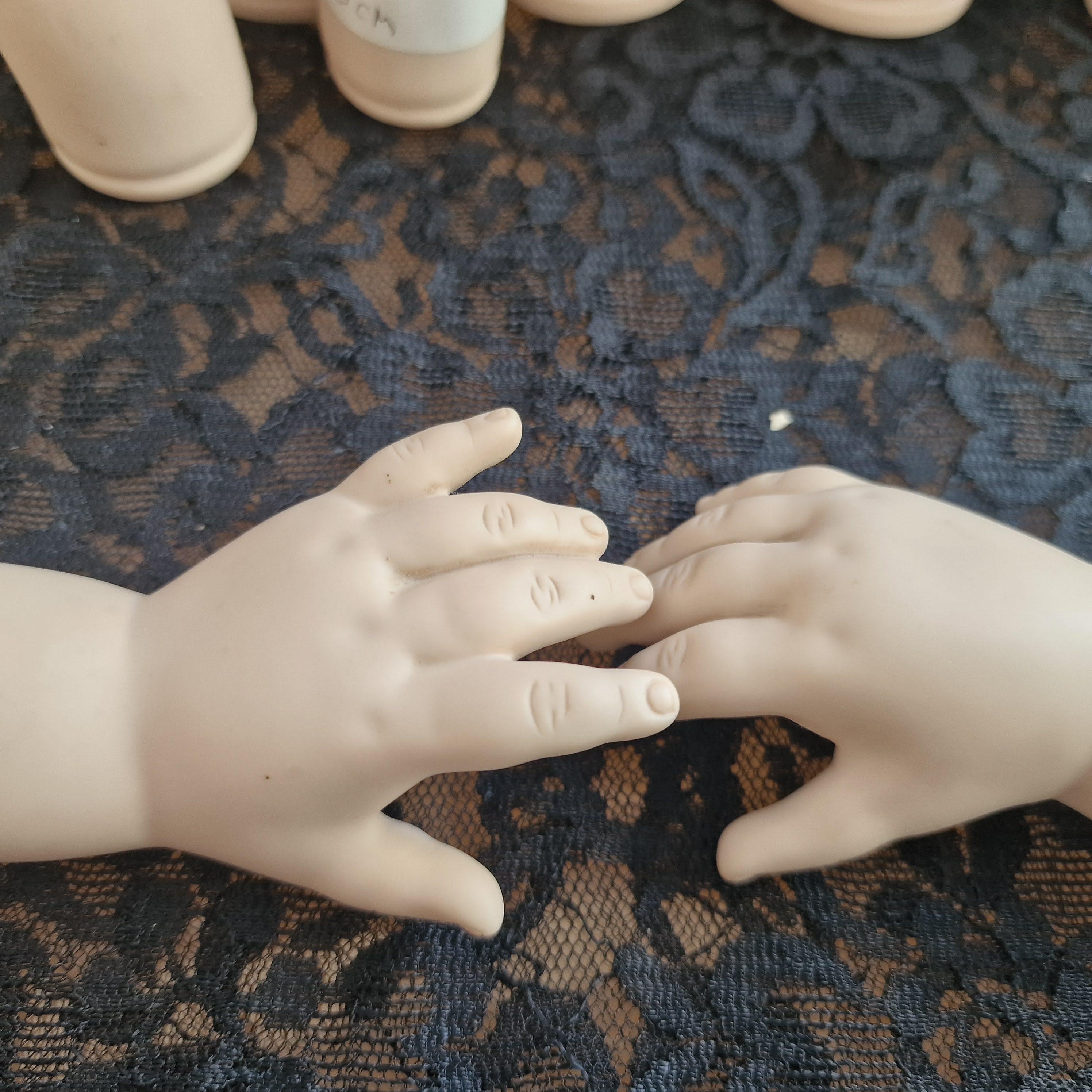 Vintage Bisque Porcelain Doll Hands - Restoration Replacement