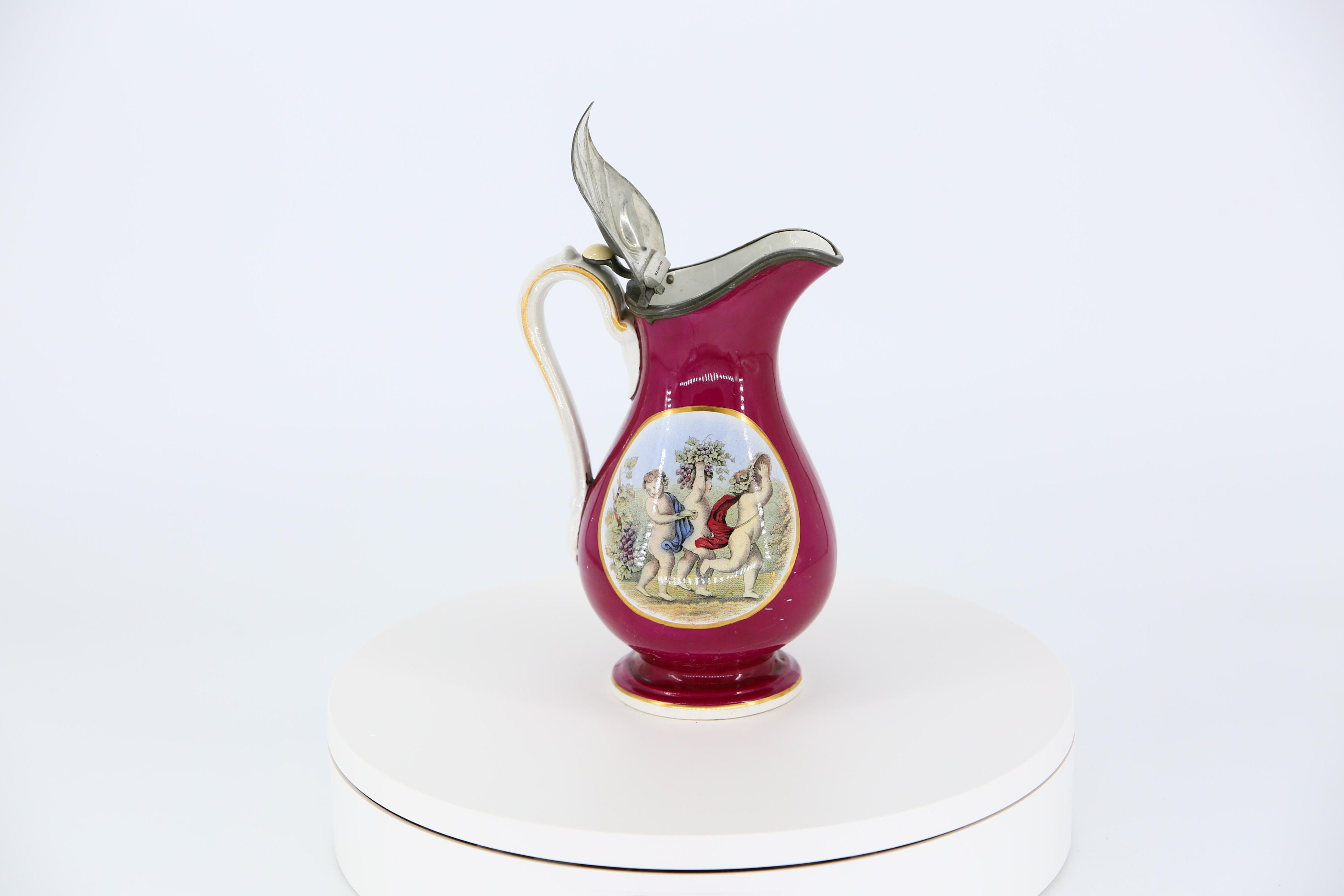 英国1800年代ビクトリア朝中期: James Dixon &Sons製ジョッキ James Dixon & Sons ヴィクトリア朝 クラレットジャグ - 赤陶器