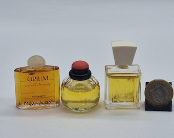 Set of 3 Vintage Yves Saint Laurent Miniature Perfumes - Opium, Paris and Yvresse