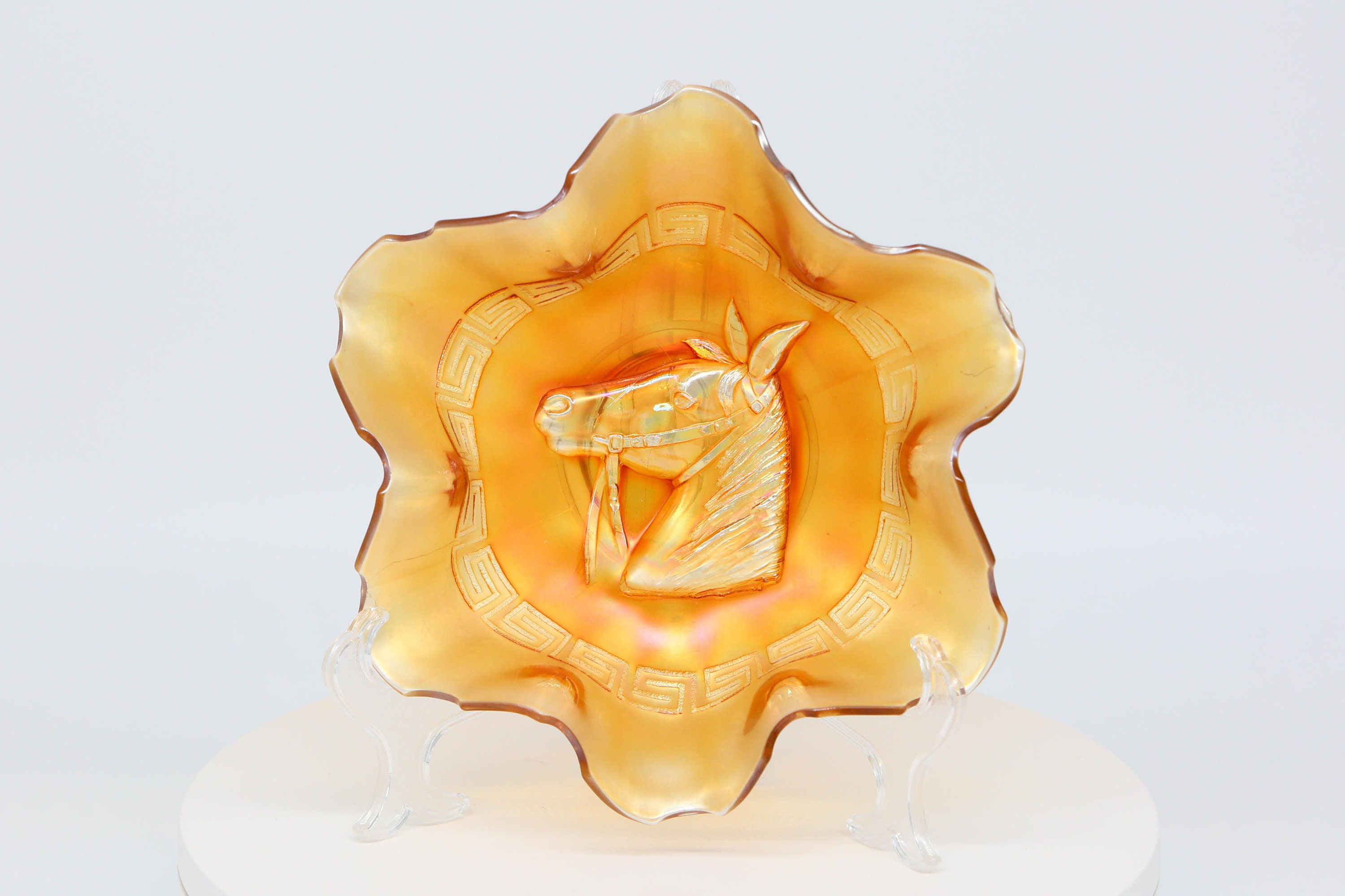 Fenton Horse Head Carnival Glass Bowl Marigold C. 1950 - Etsy