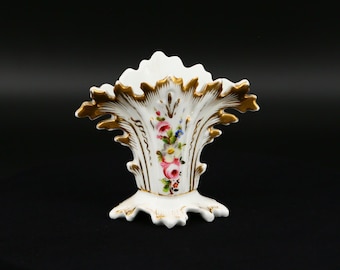 Hand Painted Rococo Style Porcelain Vase with Gold Gilt